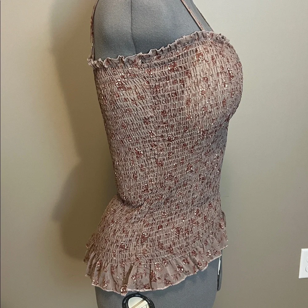 Zenobia Size 1XL Floral Smocked Taupe Camisole NWT - Picture 5 of 8